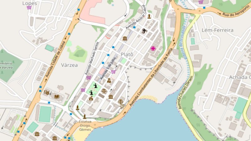 Plattegrond van het plateau van Praia
