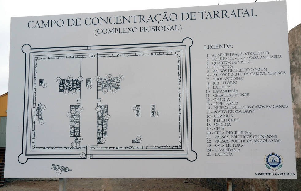 Plattegrond van het concentratiekamp van Tarrafal
