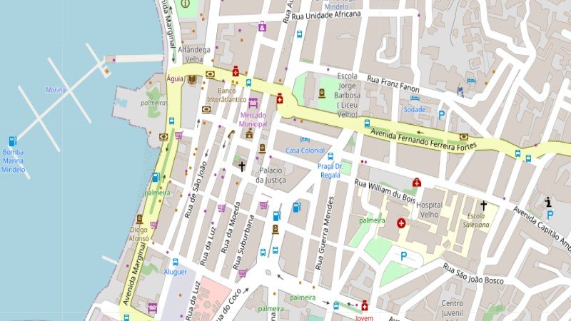 Plattegrond van het centrum van Mindelo